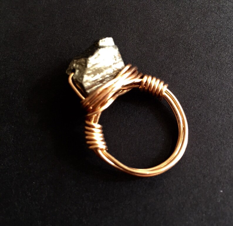 Fool's Gold Pyrite and Bronze Wire Wrapped Ring Etsy