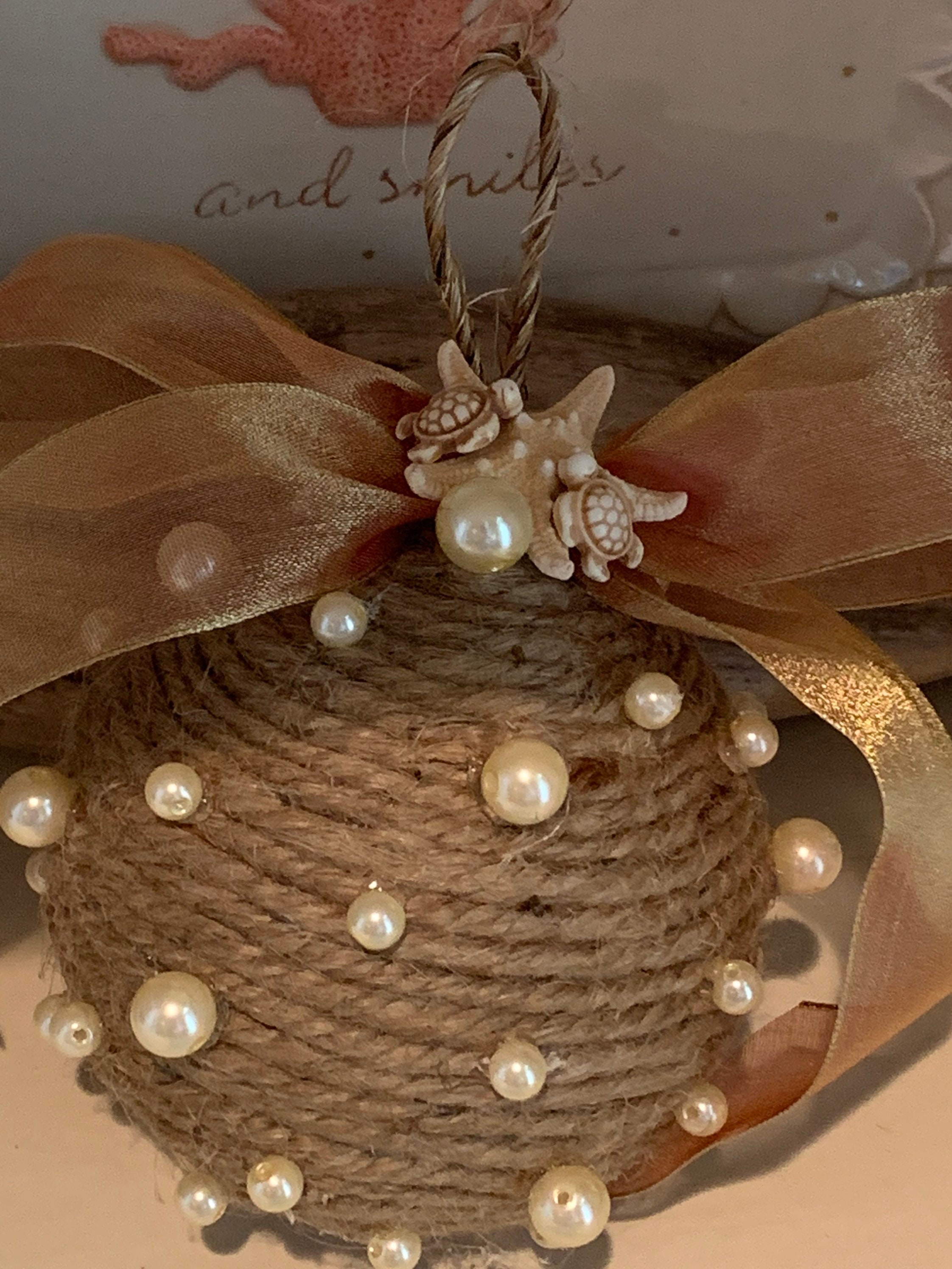 Rope ball Coastal Christmas ornament rope ornament coastal Etsy