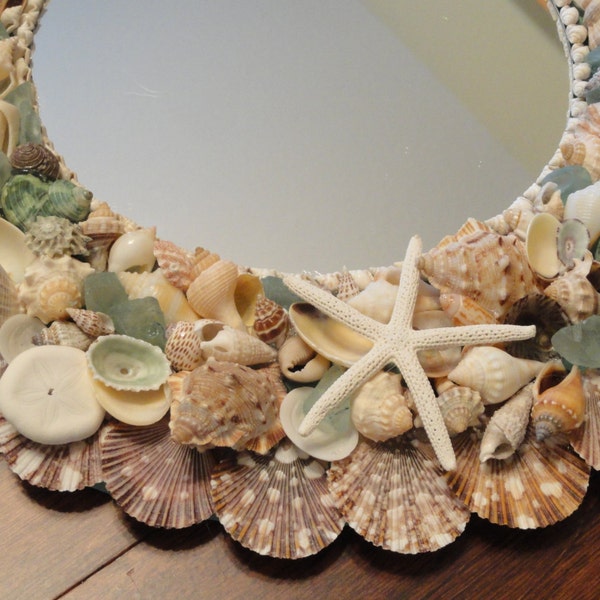 Beach decor,coastal decor, shell mirror, seashell mirror, coastal mirror, nautical mirror