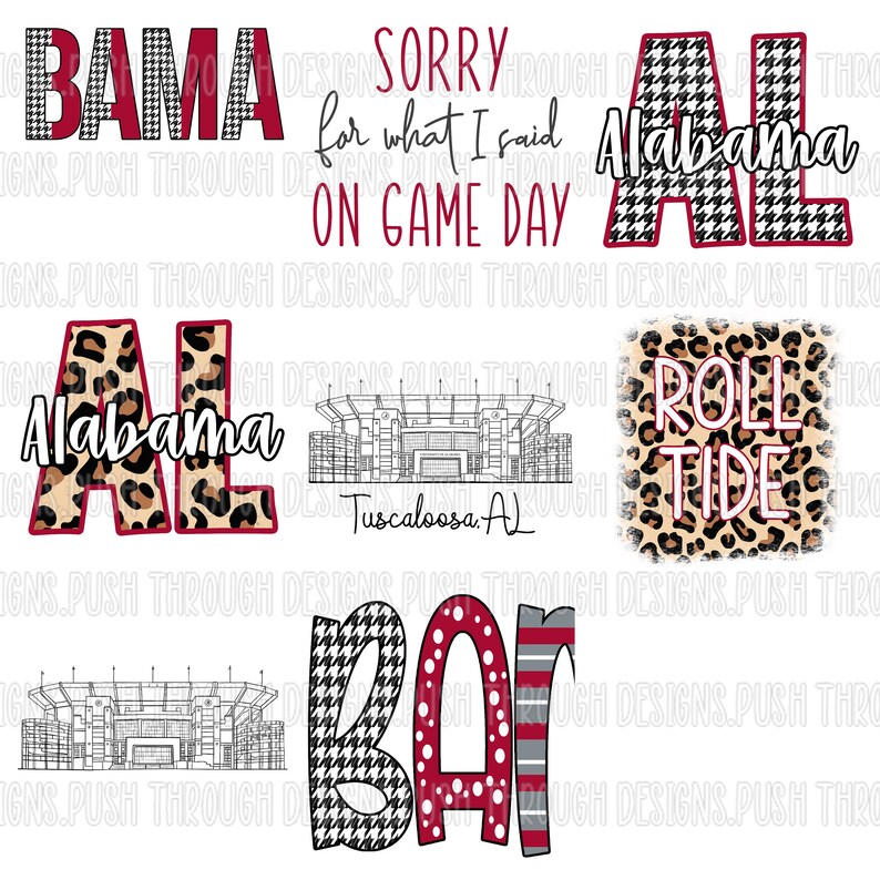 Alabama Football Nine Images Sublimation Bundle Sublimation Etsy