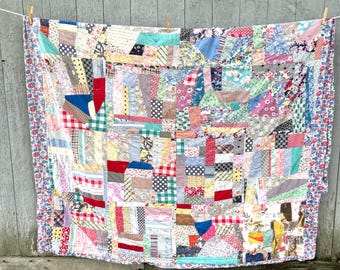 Vintage Cotton Crazy Quilt Feed Sack