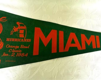 Miami Hurricanes Orange Bowl Classic 1984 Vintage Pennant