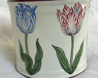Tiffany Tulips Porcelain Vintage  Flower Pot Cachepot