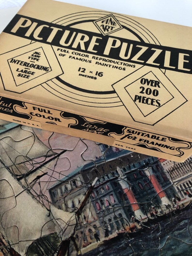 Fine Art Picture Puzzle Where Past and Present Meet  Jig Saw Puzzle from 1940/'s