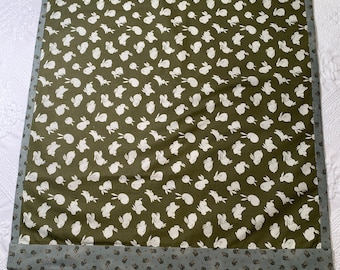 Spring Bunny Table Runner Green Rabbits Easter