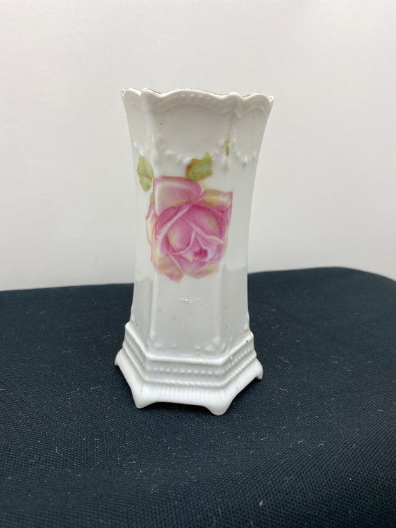 RS Germany Porcelain Hat Pin Holder Rose Floral