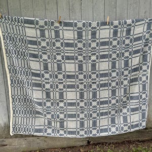 Blue and White Woven Coverlet