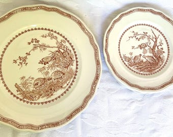 Set of 4 Dinner Plates and 4 Bread Plates Quail Pattern Furnivals Made in England 1921