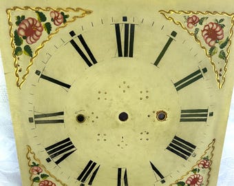 Antique Wood Hand Painted Clock Face 1800's