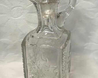 Vintage Clear Glass Maple Leaf Decanter