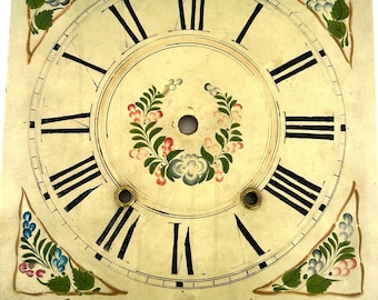 Antique Hand Painted Wood Clock Face