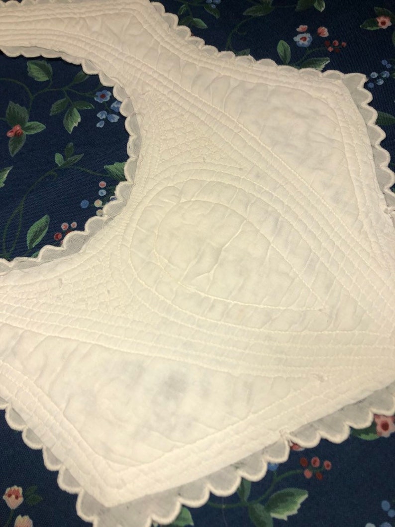 White Quilt stitch Vintage baby Bib
