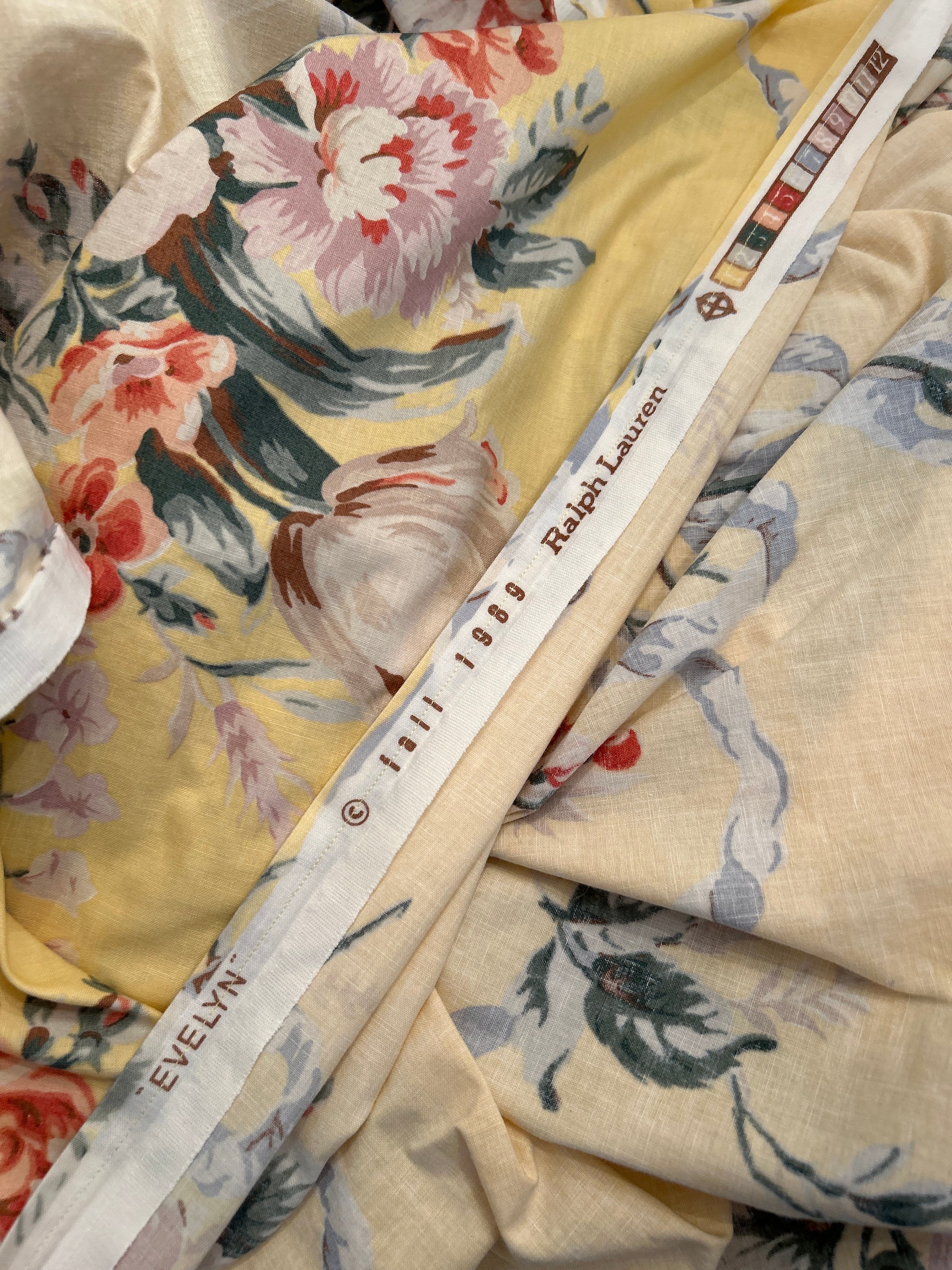 Vintage Ralph Lauren Evelyn Fabric Piece Yellow Floral - Etsy