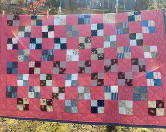 Vintage 4 Square Hand Stitched Quilt