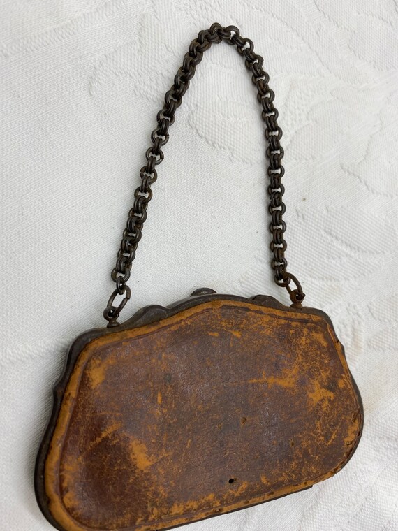 Leather change purse antique Gem