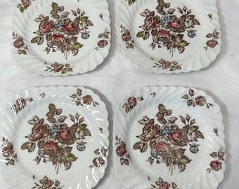Set of 4 Devon Sprays Salad Plates English Johnson Bros