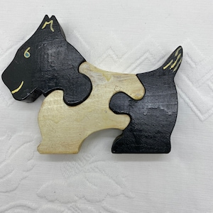 Cute Little Wood Dog Puzzle Scottie Toy