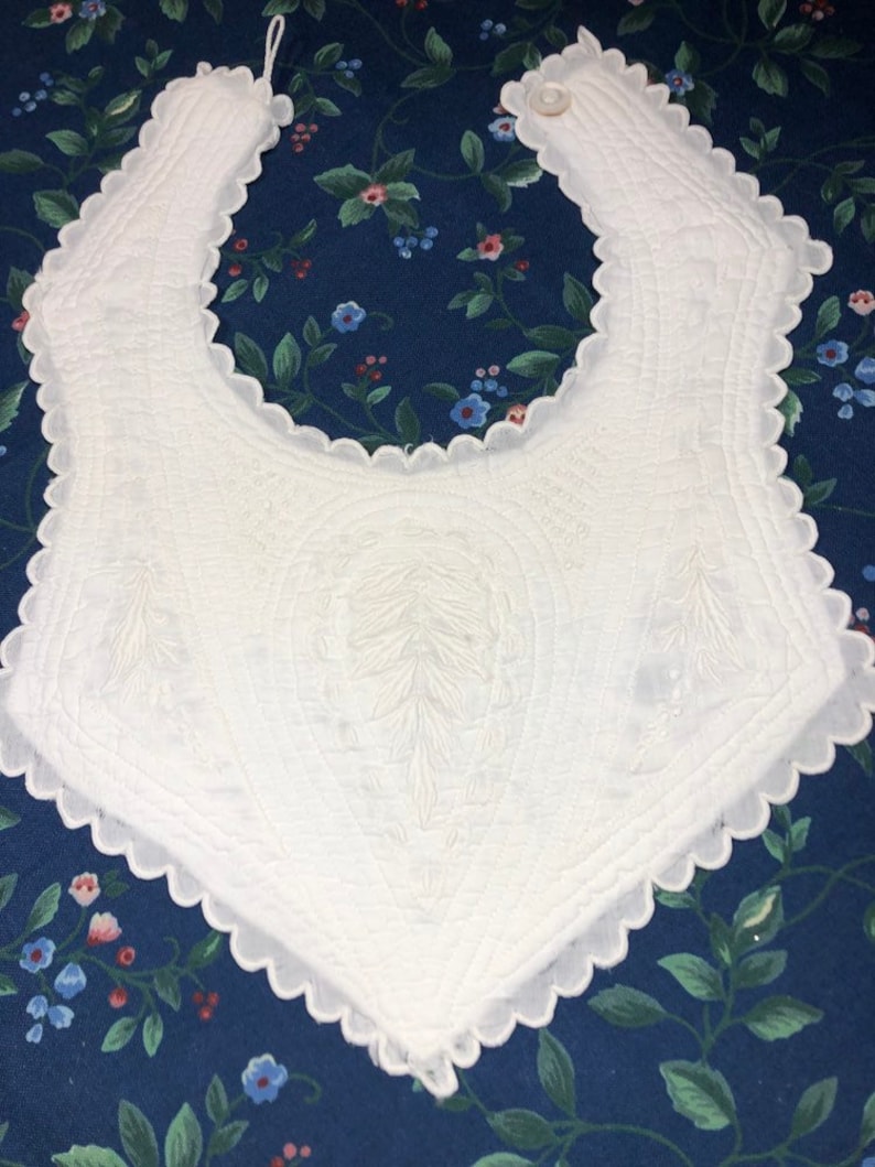 White Quilt stitch Vintage baby Bib