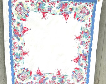 Vintage 1950's Tablecloth Dutch Theme