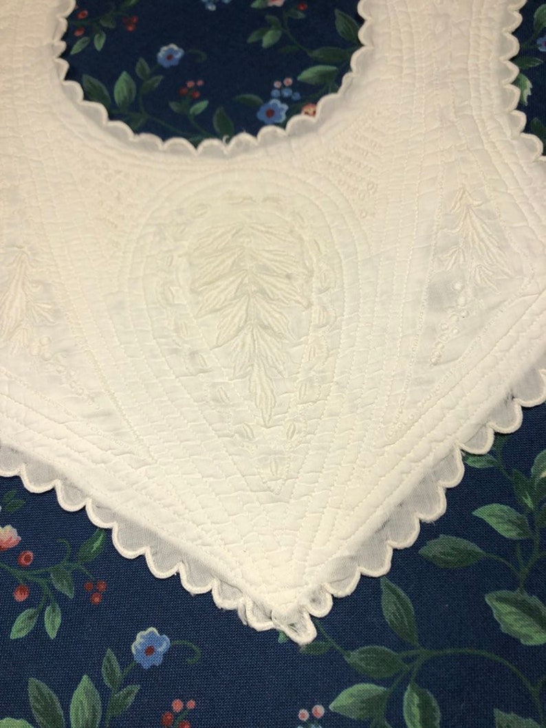 White Quilt stitch Vintage baby Bib