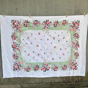 Large Vintage Tablecloth Floral Midcentury