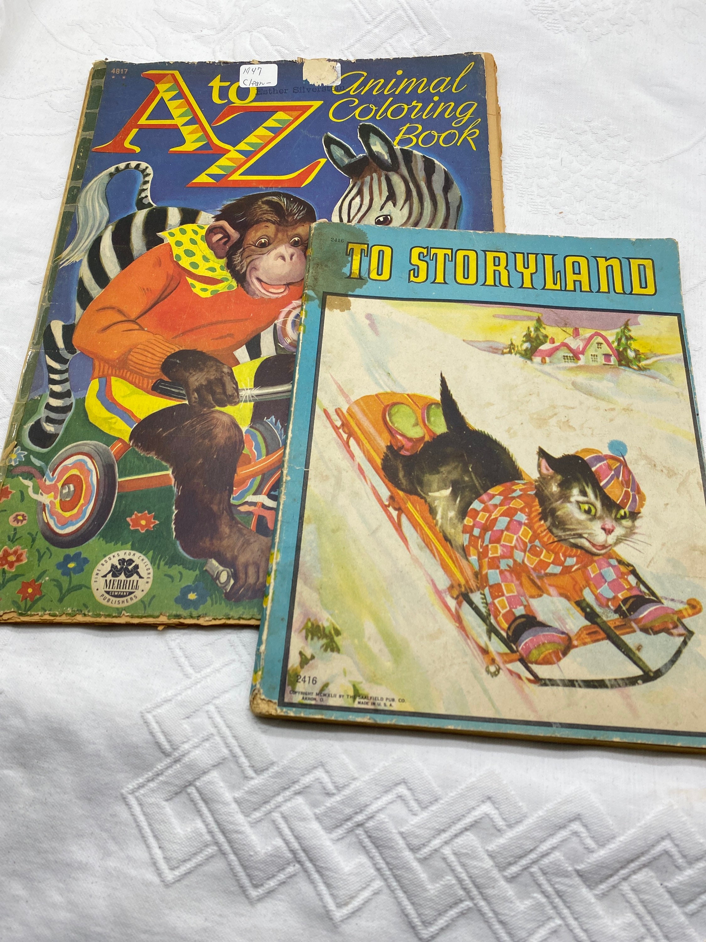 Vintage Childrens Coloring Books to Storyland, Childrens Best