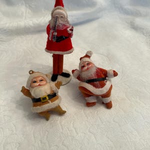 Three Cute Vintage Santas Christmas Ornaments