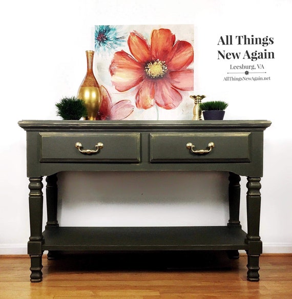 Green Sideboard Green Buffet Olive Green Furniture Green Dining Room Server Entryway Table Foyer Table Green Sofa Table