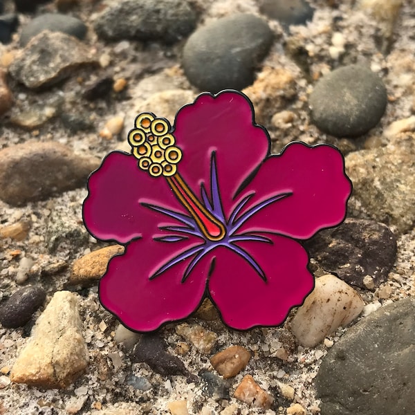Hawaiian Hibiscus Flower Enamel Pin