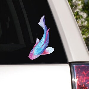 Purple and Blue Watercolor Koi Fish Car Window Full Color Vinyl Decal