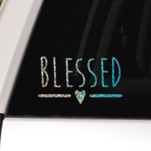 Blessed Typography Car Window Decal Etsy