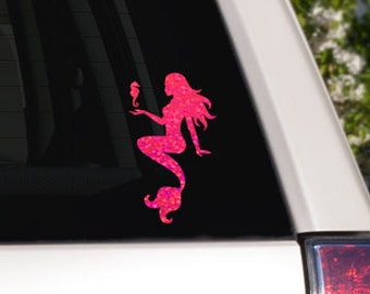 Mermaid With Seahorse Car Window Decal