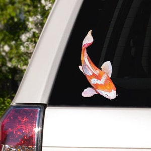 Orange and White Watercolor Koi Fish Car Window Full Color Vinyl Decal
