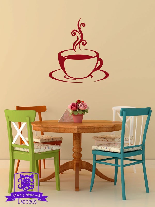 Steaming Coffee Cup and Saucer Wall Decal Decor Etsy UK