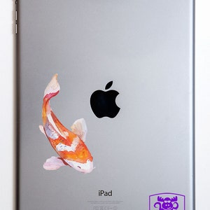Orange and White Watercolor Koi Fish iPad Decal Full Color
