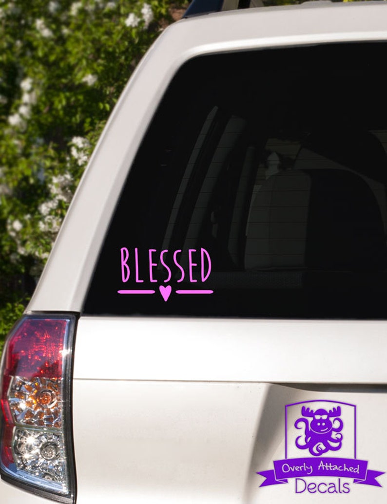 Blessed Typography Car Window Decal Etsy