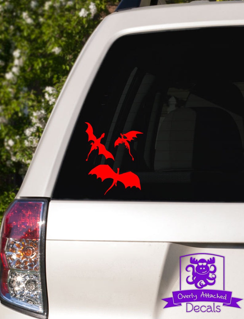 3 Dragons Flying Car Window Decal Etsy