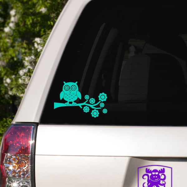 Owl on Tree Branch Car Window Decal