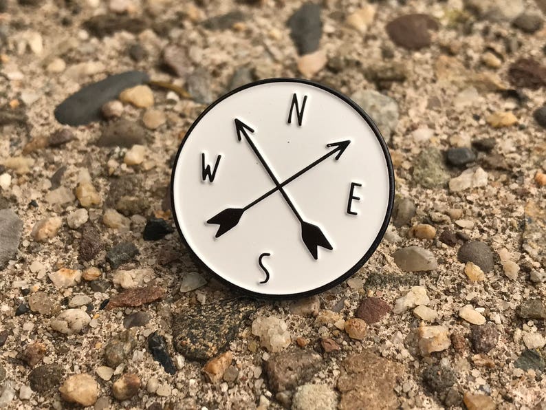 North South East West Compass Arrows Crest Enamel Pin image 2