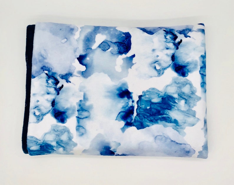 small size possibility to embroider the first name Soft minky blanket for baby and child with blue cloud pattern regular or large