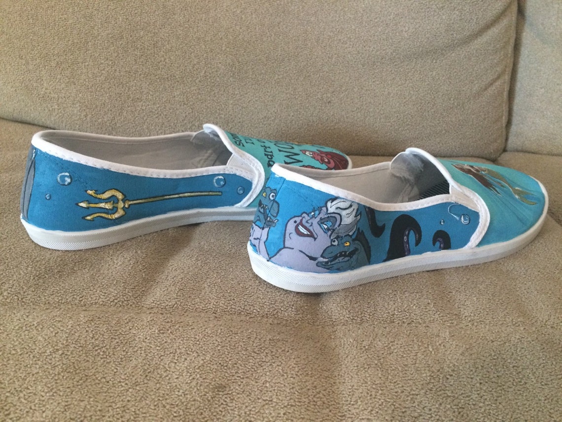 Disney's Little Mermaid hand painted canvas shoes. Custom | Etsy
