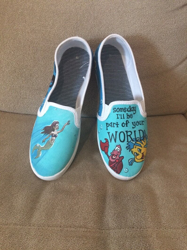 Disney's Little Mermaid hand painted canvas shoes. Custom Etsy