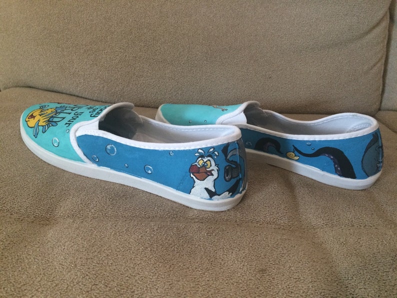 Disney's Little Mermaid hand painted canvas shoes. Custom Etsy