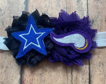 Dallas Cowboys/Minnesota Vikings house divided headband baby headband
