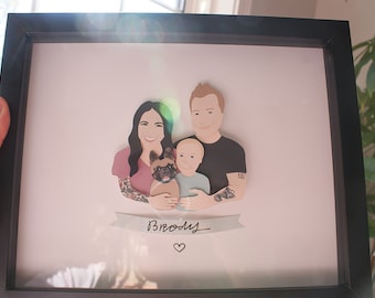 Custom Family Portrait -  Personalized and Illustrated Gift for Wedding, Anniversary, or Birthday