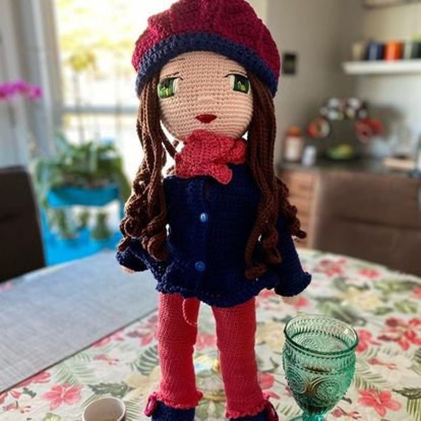 Cute Crochet Doll with winter clothes and Hat