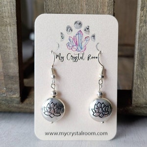 Lotus flower silver earrings, Minimalist jewelry