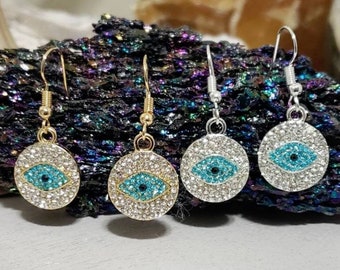 Gold/Silver evil eye earrings, Evil eye jewelry