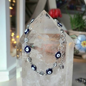 Dainty Copper plated Evil Eye Bracelet, Evil Eye Jewelry