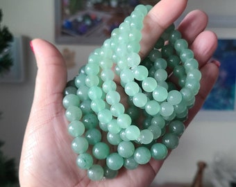 Pulsera de cristal de aventurina verde: joyería curativa hecha a mano